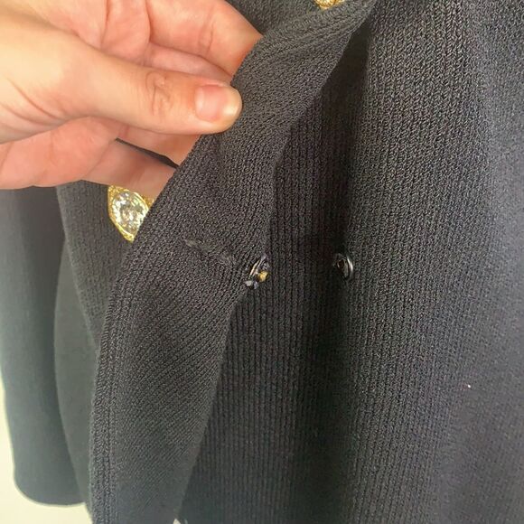 St. John VTG black with rhinestone closure knit jacket - Picture 4 of 10